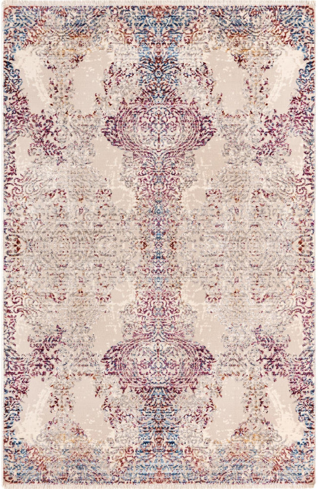 Ivory 3' 3 x 5' Deepa Rectangle Area Rug 100% Polyester Colorful Modern Contemporary Carpet for Home Decorating Living, Dining, Office & Bedrooms for Sale at Rug Engine