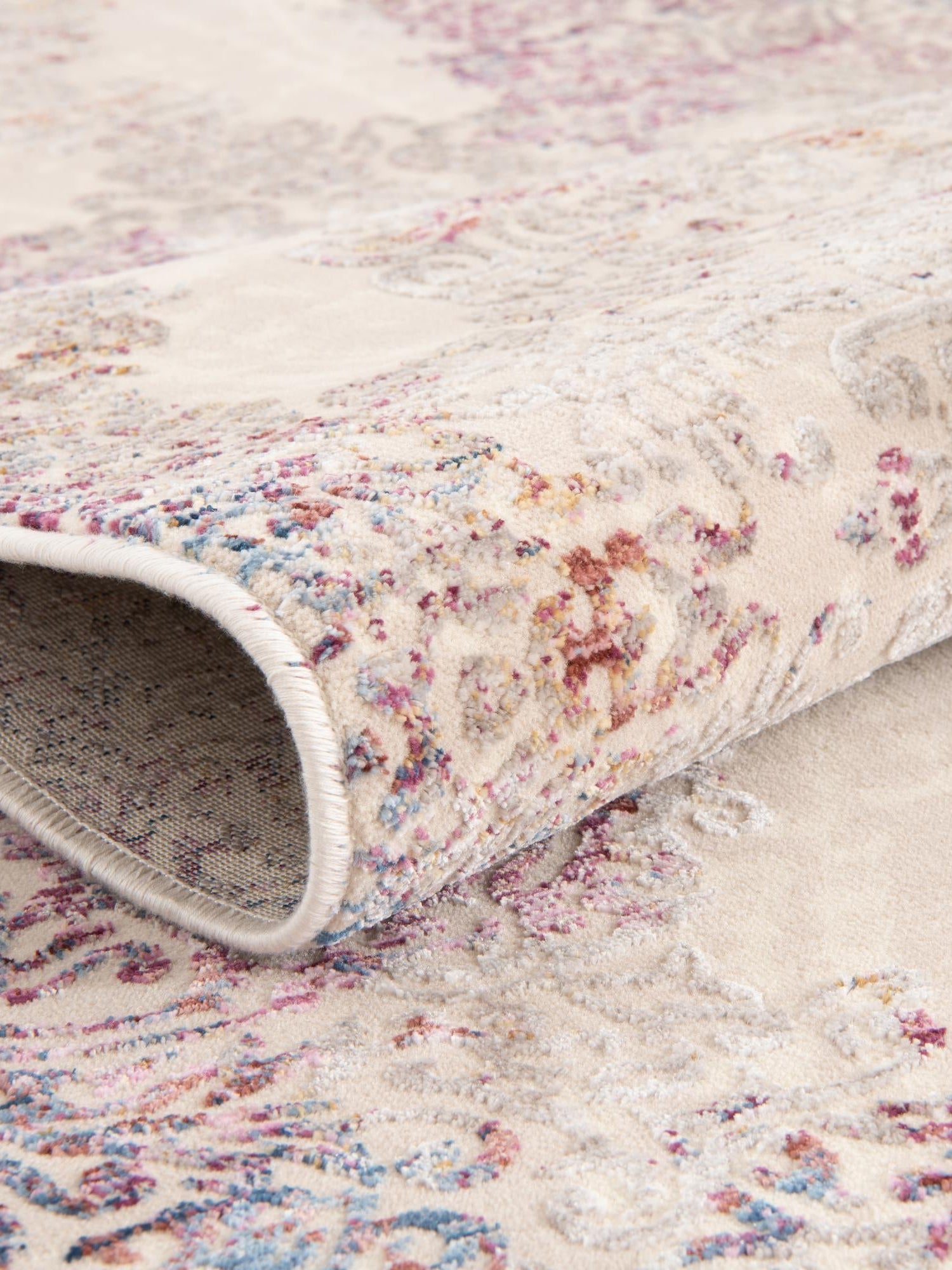Ivory 2' x 8' Deepa Runner Area Rug 100% Polyester Colorful Modern Contemporary Carpet for Home Decorating Living, Dining, Office & Bedrooms for Sale at Rug Engine