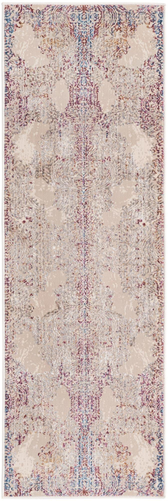 Ivory 2' x 6' Deepa Runner Area Rug 100% Polyester Colorful Modern Contemporary Carpet for Home Decorating Living, Dining, Office & Bedrooms for Sale at Rug Engine