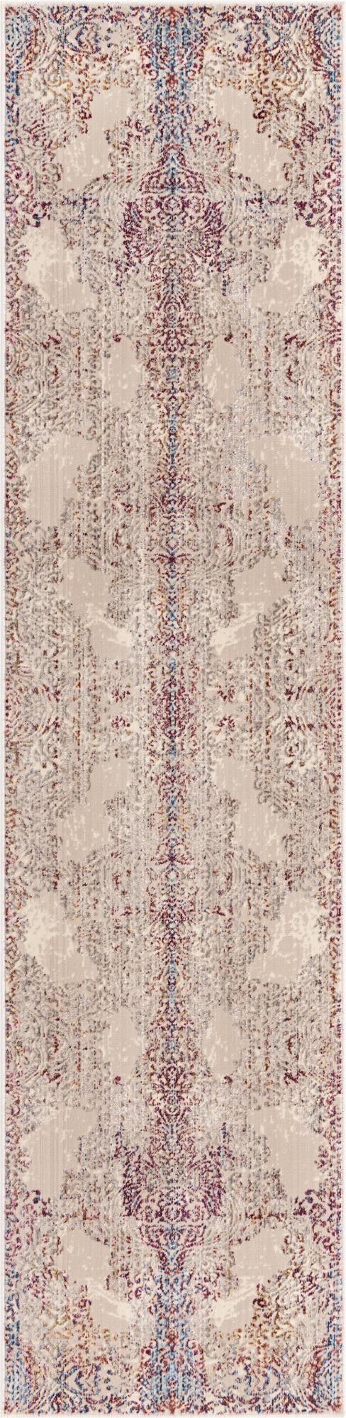 Ivory 2' x 8' Deepa Runner Area Rug 100% Polyester Colorful Modern Contemporary Carpet for Home Decorating Living, Dining, Office & Bedrooms for Sale at Rug Engine