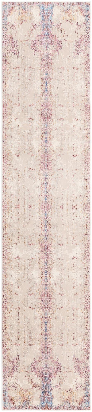 Ivory 2' 6 x 12' Deepa Runner Area Rug 100% Polyester Colorful Modern Contemporary Carpet for Home Decorating Living, Dining, Office & Bedrooms for Sale at Rug Engine