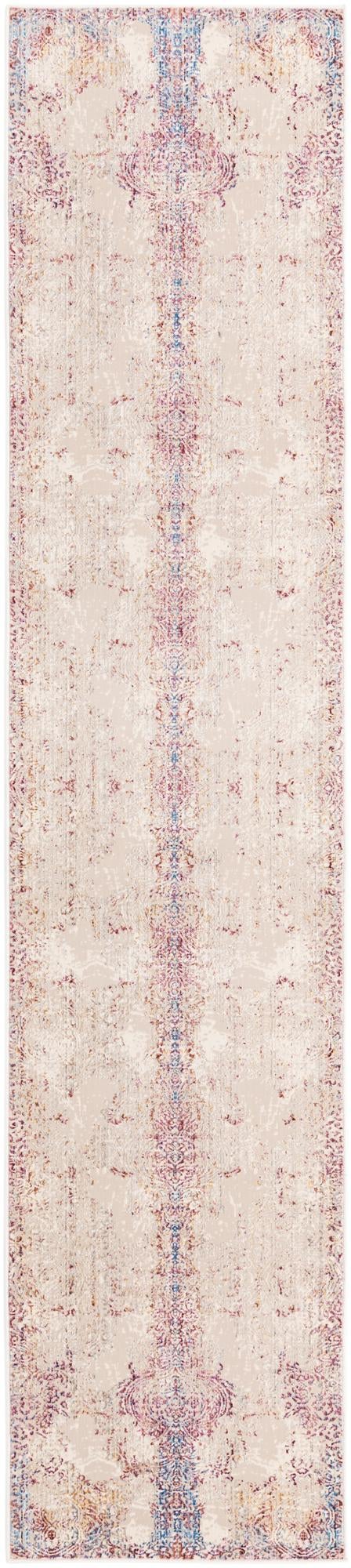 Ivory 2' 6 x 12' Deepa Runner Area Rug 100% Polyester Colorful Modern Contemporary Carpet for Home Decorating Living, Dining, Office & Bedrooms for Sale at Rug Engine