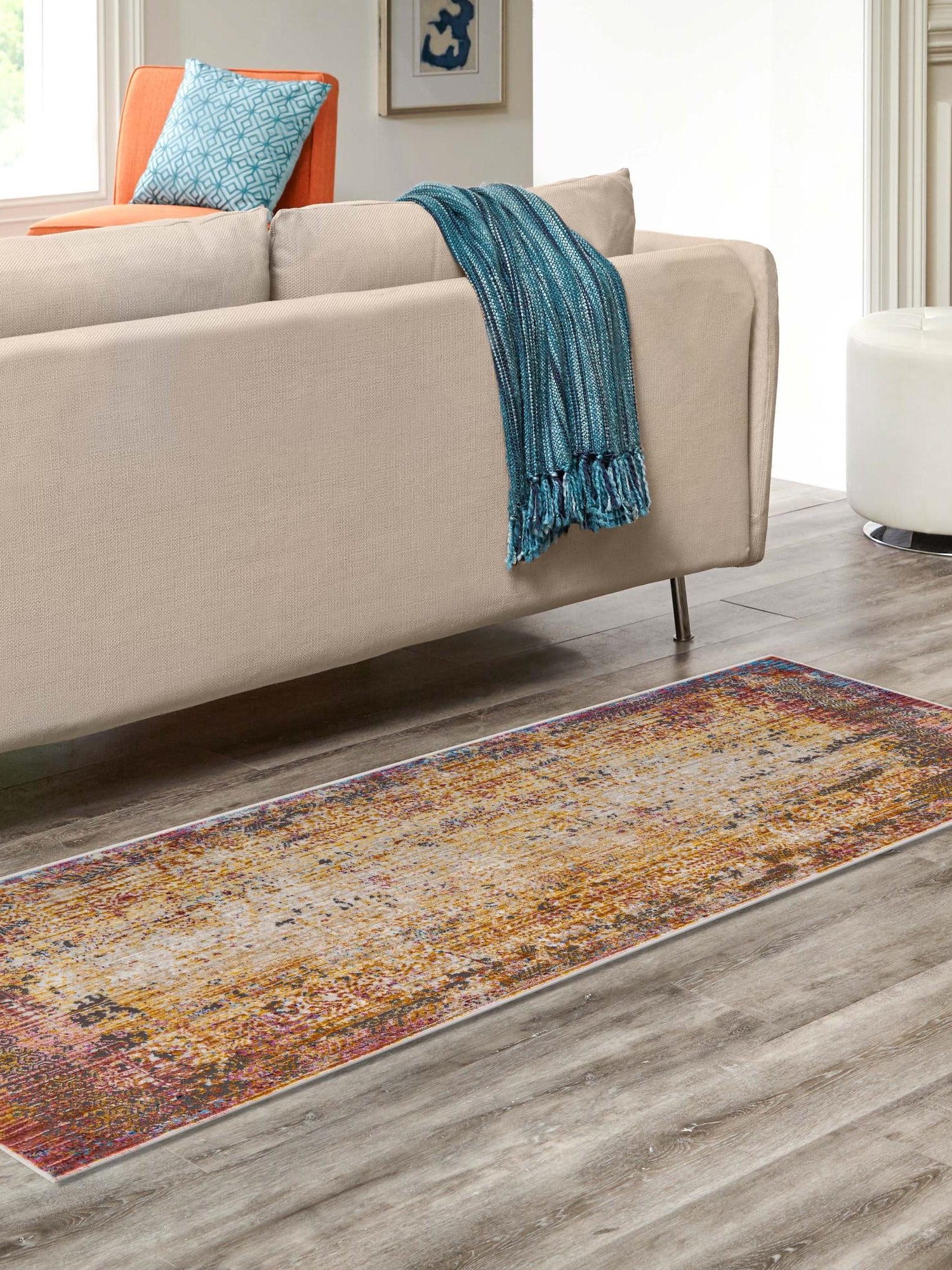 Multicolor 2' x 8' Deepa Runner Area Rug 100% Polyester Colorful Modern Contemporary Carpet for Home Decorating Living, Dining, Office & Bedrooms for Sale at Rug Engine