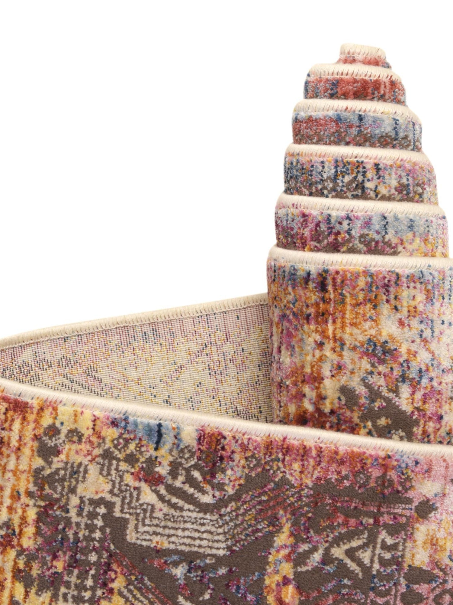 Multicolor 2' 6 x 12' Deepa Runner Area Rug 100% Polyester Colorful Modern Contemporary Carpet for Home Decorating Living, Dining, Office & Bedrooms for Sale at Rug Engine