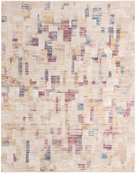 Ivory 9' x 11' 7 Deepa Rectangle Area Rug 100% Polyester Colorful Modern Contemporary Carpet for Home Decorating Living, Dining, Office & Bedrooms for Sale at Rug Engine