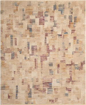 Ivory 7' 10 x 9' 8 Deepa Rectangle Area Rug 100% Polyester Colorful Modern Contemporary Carpet for Home Decorating Living, Dining, Office & Bedrooms for Sale at Rug Engine
