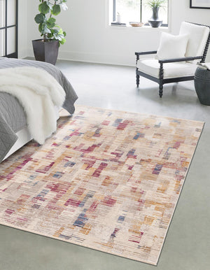 Ivory 3' 3 x 5' Deepa Rectangle Area Rug 100% Polyester Colorful Modern Contemporary Carpet for Home Decorating Living, Dining, Office & Bedrooms for Sale at Rug Engine