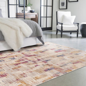 Ivory 3' 3 x 5' Deepa Rectangle Area Rug 100% Polyester Colorful Modern Contemporary Carpet for Home Decorating Living, Dining, Office & Bedrooms for Sale at Rug Engine