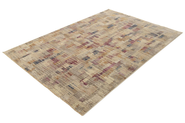Ivory 5' 3 x 7' 9 Deepa Rectangle Area Rug 100% Polyester Colorful Modern Contemporary Carpet for Home Decorating Living, Dining, Office & Bedrooms for Sale at Rug Engine