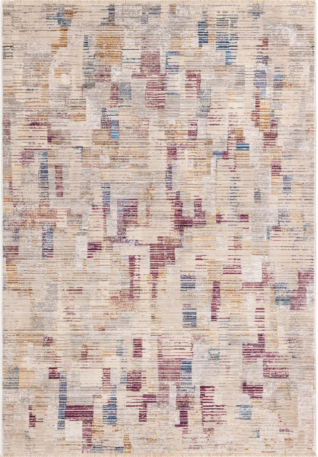 Ivory 4' x 5' 10 Deepa Rectangle Area Rug 100% Polyester Colorful Modern Contemporary Carpet for Home Decorating Living, Dining, Office & Bedrooms for Sale at Rug Engine