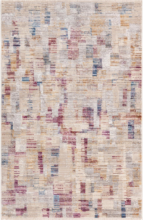 Ivory 3' 3 x 5' Deepa Rectangle Area Rug 100% Polyester Colorful Modern Contemporary Carpet for Home Decorating Living, Dining, Office & Bedrooms for Sale at Rug Engine