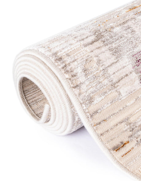 Ivory 7' 10 x 7' 10 Deepa Square Area Rug 100% Polyester Colorful Modern Contemporary Carpet for Home Decorating Living, Dining, Office & Bedrooms for Sale at Rug Engine