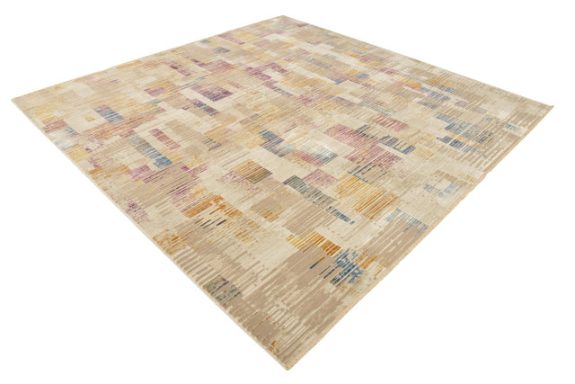 Ivory 7' 10 x 7' 10 Deepa Square Area Rug 100% Polyester Colorful Modern Contemporary Carpet for Home Decorating Living, Dining, Office & Bedrooms for Sale at Rug Engine