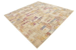 Ivory 7' 10 x 7' 10 Deepa Square Area Rug 100% Polyester Colorful Modern Contemporary Carpet for Home Decorating Living, Dining, Office & Bedrooms for Sale at Rug Engine
