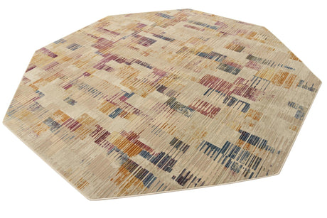 Ivory 7' 10 x 7' 10 Deepa Octagon Area Rug 100% Polyester Colorful Modern Contemporary Carpet for Home Decorating Living, Dining, Office & Bedrooms for Sale at Rug Engine