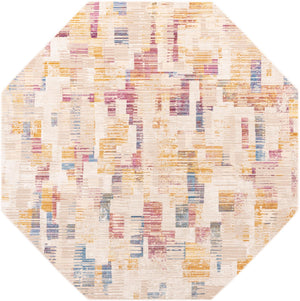 Ivory 7' 10 x 7' 10 Deepa Octagon Area Rug 100% Polyester Colorful Modern Contemporary Carpet for Home Decorating Living, Dining, Office & Bedrooms for Sale at Rug Engine