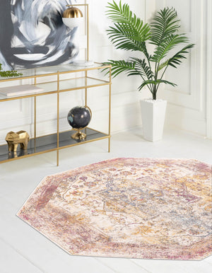 Multicolor 7' 10 x 7' 10 Deepa Octagon Area Rug 100% Polyester Colorful Modern Contemporary Carpet for Home Decorating Living, Dining, Office & Bedrooms for Sale at Rug Engine