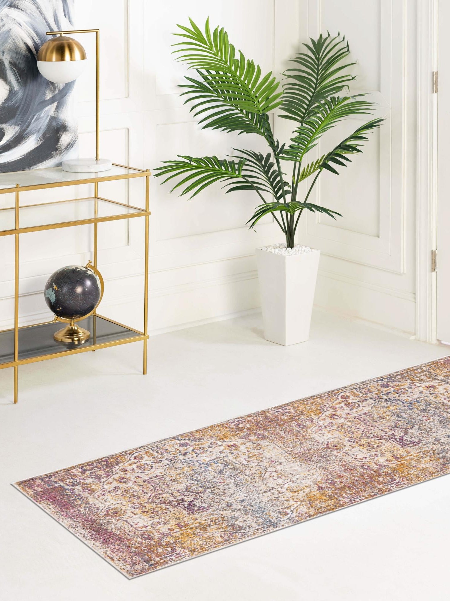 Multicolor 2' x 6' Deepa Runner Area Rug 100% Polyester Colorful Modern Contemporary Carpet for Home Decorating Living, Dining, Office & Bedrooms for Sale at Rug Engine