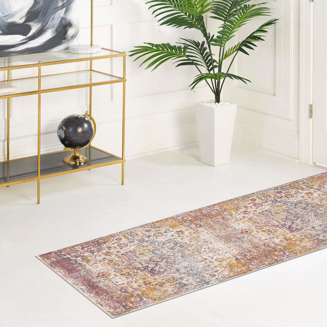 Multicolor 2' x 8' Deepa Runner Area Rug 100% Polyester Colorful Modern Contemporary Carpet for Home Decorating Living, Dining, Office & Bedrooms for Sale at Rug Engine