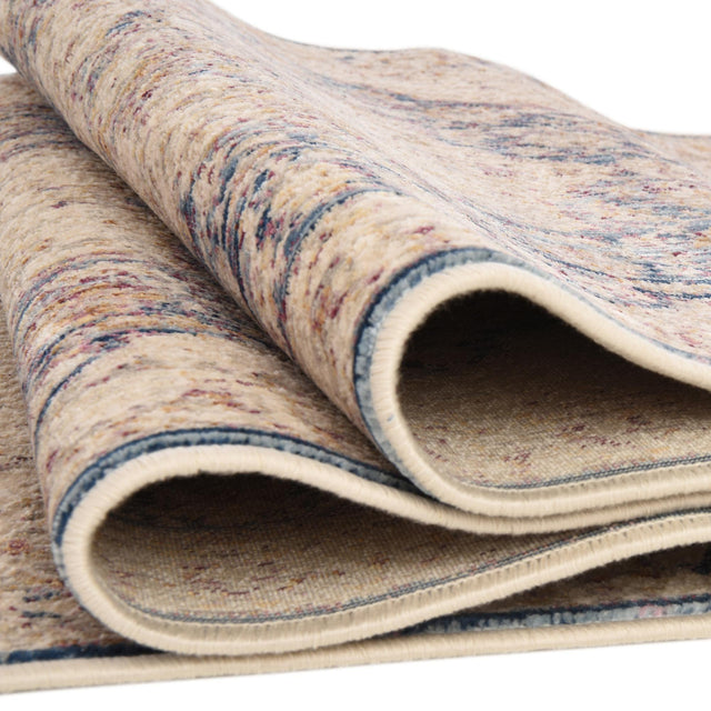 Blue Ivory 5' 3 x 7' 9 Deepa Rectangle Area Rug 100% Polyester Colorful Modern Contemporary Carpet for Home Decorating Living, Dining, Office & Bedrooms for Sale at Rug Engine