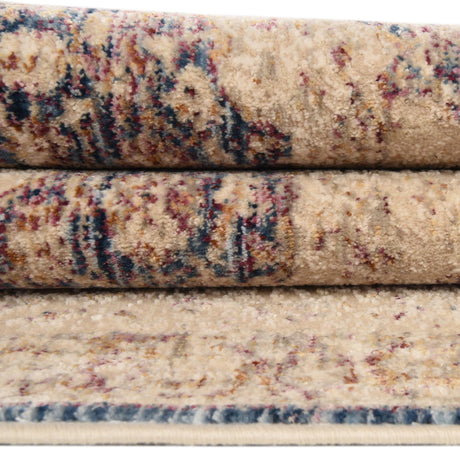 Blue Ivory 7' 10 x 9' 8 Deepa Rectangle Area Rug 100% Polyester Colorful Modern Contemporary Carpet for Home Decorating Living, Dining, Office & Bedrooms for Sale at Rug Engine