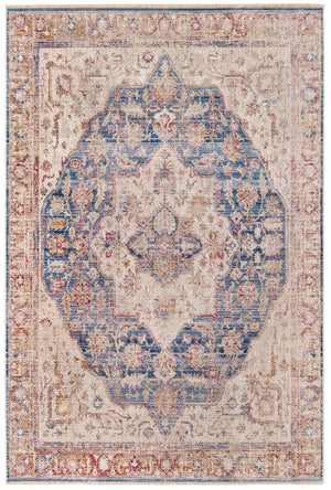 Blue Ivory 5' 3 x 7' 9 Deepa Rectangle Area Rug 100% Polyester Colorful Modern Contemporary Carpet for Home Decorating Living, Dining, Office & Bedrooms for Sale at Rug Engine