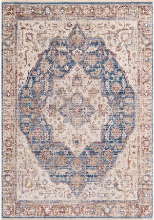 Blue Ivory 4' x 5' 10 Deepa Rectangle Area Rug 100% Polyester Colorful Modern Contemporary Carpet for Home Decorating Living, Dining, Office & Bedrooms for Sale at Rug Engine