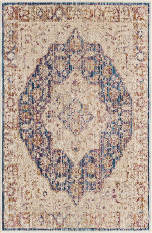 Blue Ivory 2' x 3' Deepa Rectangle Area Rug 100% Polyester Colorful Modern Contemporary Carpet for Home Decorating Living, Dining, Office & Bedrooms for Sale at Rug Engine
