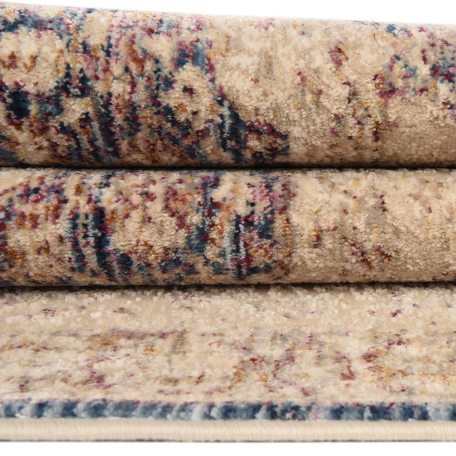 Blue Ivory 5' 3 x 5' 3 Deepa Octagon Area Rug 100% Polyester Colorful Modern Contemporary Carpet for Home Decorating Living, Dining, Office & Bedrooms for Sale at Rug Engine