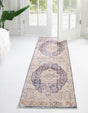 Blue Ivory 2' 6 x 12' Deepa Runner Area Rug 100% Polyester Colorful Modern Contemporary Carpet for Home Decorating Living, Dining, Office & Bedrooms for Sale at Rug Engine