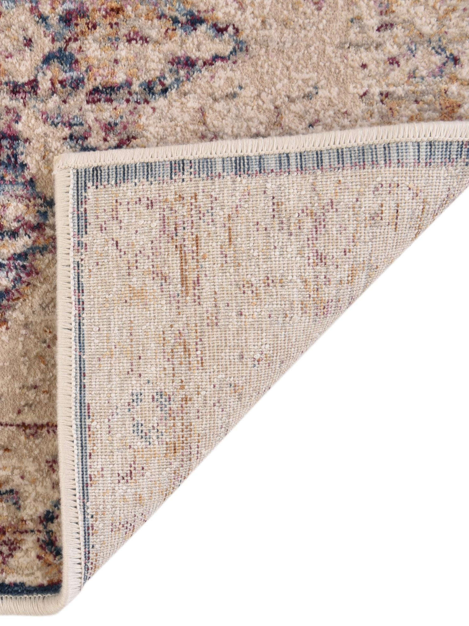 Blue Ivory 2' 6 x 12' Deepa Runner Area Rug 100% Polyester Colorful Modern Contemporary Carpet for Home Decorating Living, Dining, Office & Bedrooms for Sale at Rug Engine