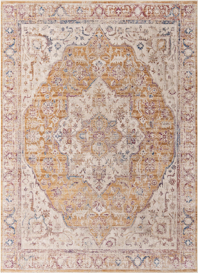 Yellow 10' x 13' 8 Deepa Rectangle Area Rug 100% Polyester Colorful Modern Contemporary Carpet for Home Decorating Living, Dining, Office & Bedrooms for Sale at Rug Engine