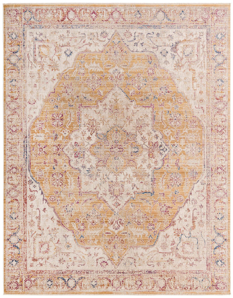 Yellow 9' x 11' 7 Deepa Rectangle Area Rug 100% Polyester Colorful Modern Contemporary Carpet for Home Decorating Living, Dining, Office & Bedrooms for Sale at Rug Engine