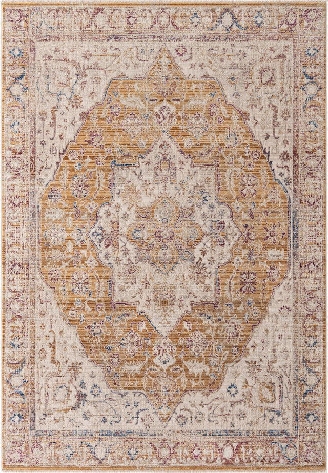 Yellow 6' x 8' 9 Deepa Rectangle Area Rug 100% Polyester Colorful Modern Contemporary Carpet for Home Decorating Living, Dining, Office & Bedrooms for Sale at Rug Engine