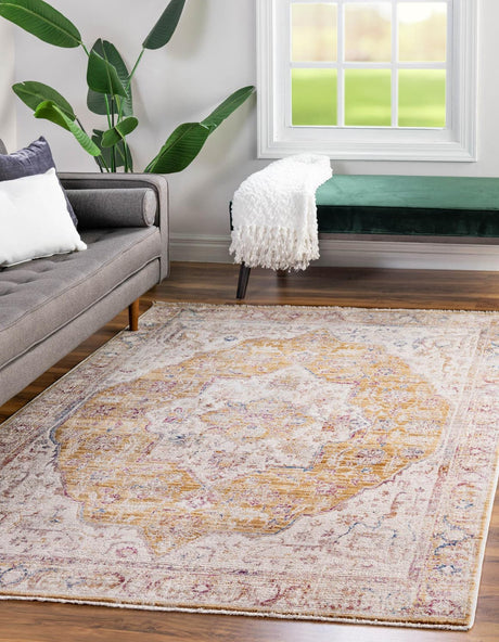 Yellow 3' 3 x 5' Deepa Rectangle Area Rug 100% Polyester Colorful Modern Contemporary Carpet for Home Decorating Living, Dining, Office & Bedrooms for Sale at Rug Engine