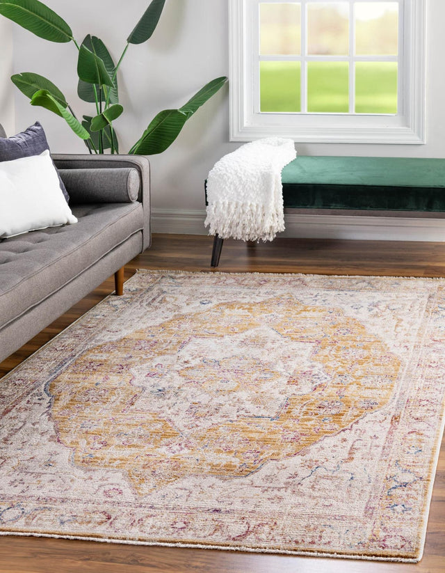 Yellow 2' x 3' Deepa Rectangle Area Rug 100% Polyester Colorful Modern Contemporary Carpet for Home Decorating Living, Dining, Office & Bedrooms for Sale at Rug Engine