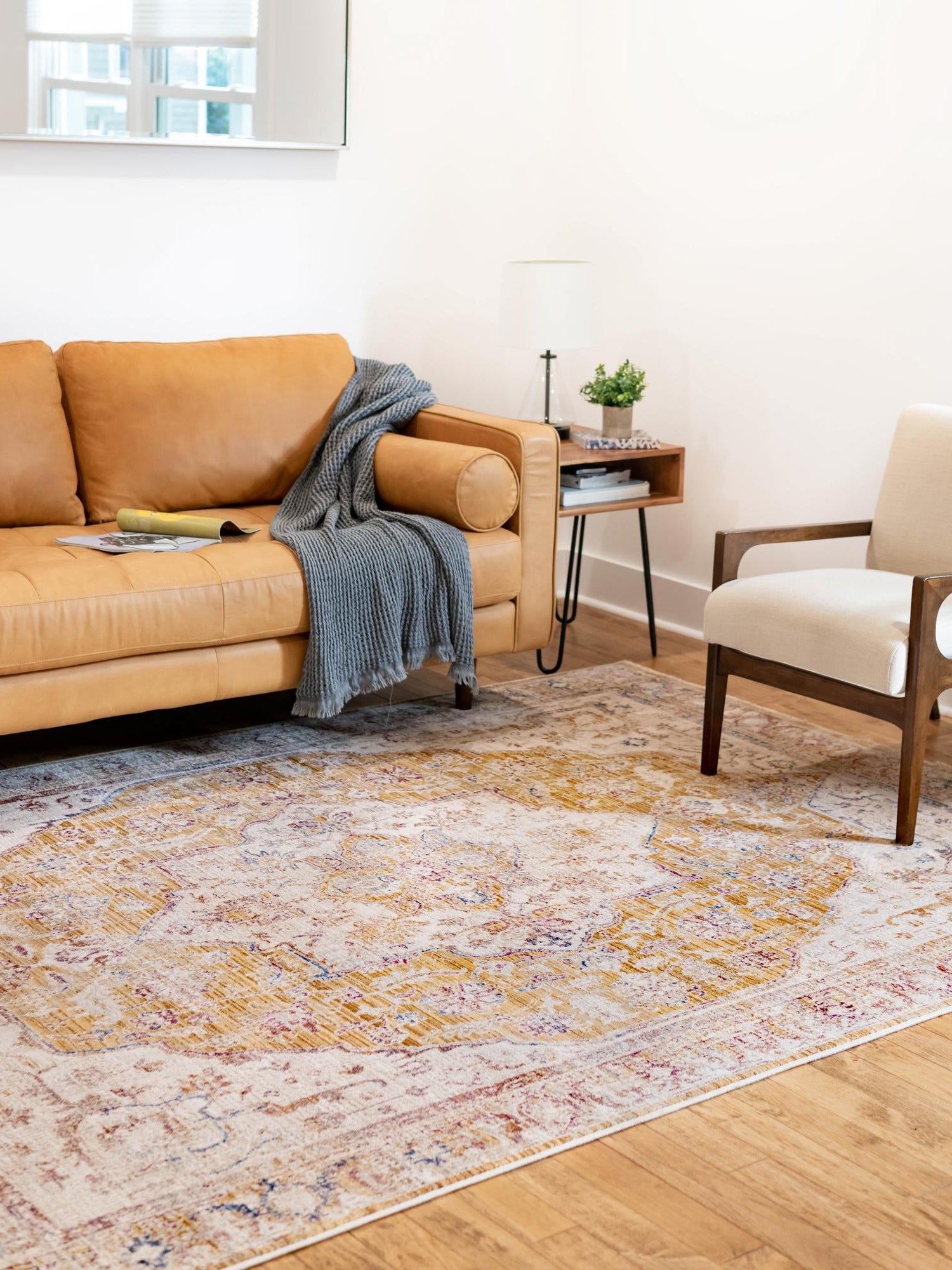Yellow 7' 10 x 9' 8 Deepa Rectangle Area Rug 100% Polyester Colorful Modern Contemporary Carpet for Home Decorating Living, Dining, Office & Bedrooms for Sale at Rug Engine