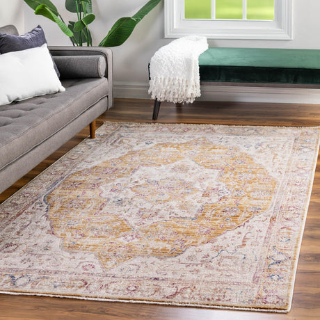 Yellow 4' x 5' 10 Deepa Rectangle Area Rug 100% Polyester Colorful Modern Contemporary Carpet for Home Decorating Living, Dining, Office & Bedrooms for Sale at Rug Engine