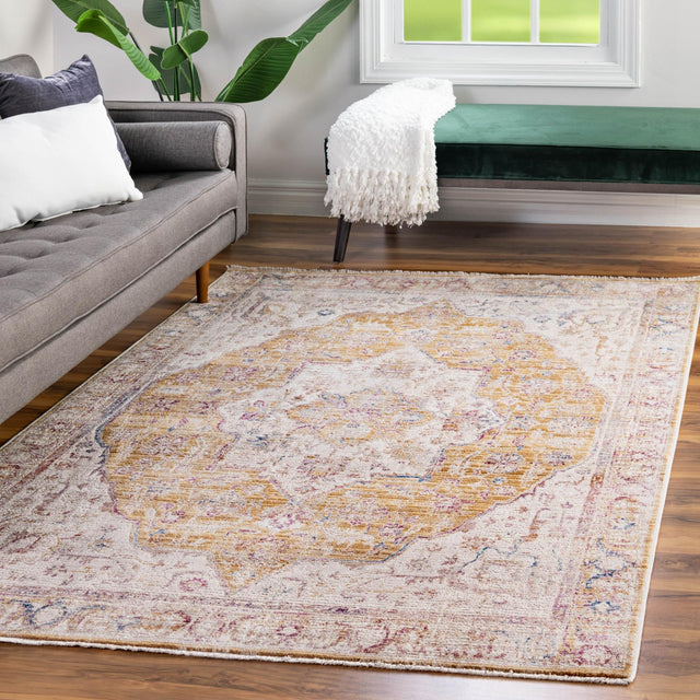 Yellow 2' x 3' Deepa Rectangle Area Rug 100% Polyester Colorful Modern Contemporary Carpet for Home Decorating Living, Dining, Office & Bedrooms for Sale at Rug Engine