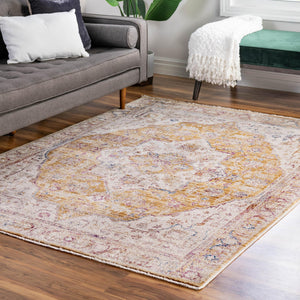 Yellow 3' 3 x 5' Deepa Rectangle Area Rug 100% Polyester Colorful Modern Contemporary Carpet for Home Decorating Living, Dining, Office & Bedrooms for Sale at Rug Engine