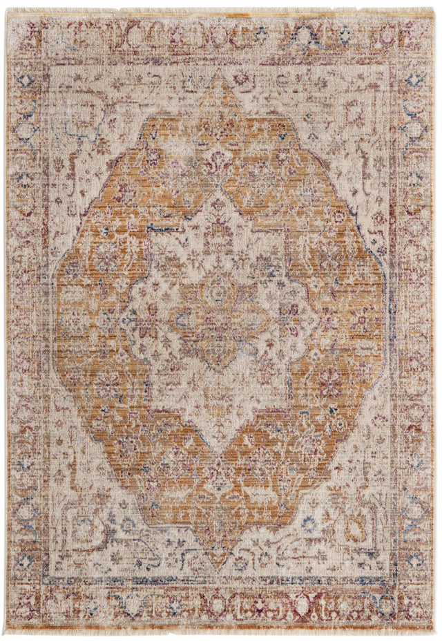 Yellow 4' x 5' 10 Deepa Rectangle Area Rug 100% Polyester Colorful Modern Contemporary Carpet for Home Decorating Living, Dining, Office & Bedrooms for Sale at Rug Engine