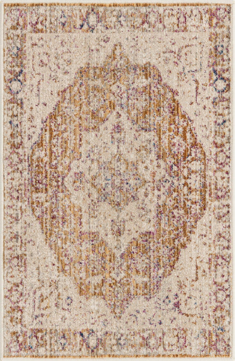 Yellow 2' x 3' Deepa Rectangle Area Rug 100% Polyester Colorful Modern Contemporary Carpet for Home Decorating Living, Dining, Office & Bedrooms for Sale at Rug Engine