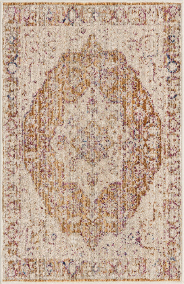 Yellow 2' x 3' Deepa Rectangle Area Rug 100% Polyester Colorful Modern Contemporary Carpet for Home Decorating Living, Dining, Office & Bedrooms for Sale at Rug Engine