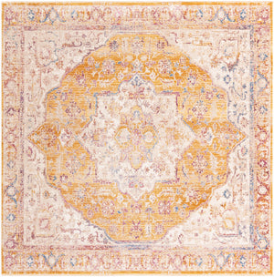 Yellow 7' 10 x 7' 10 Deepa Square Area Rug 100% Polyester Colorful Modern Contemporary Carpet for Home Decorating Living, Dining, Office & Bedrooms for Sale at Rug Engine