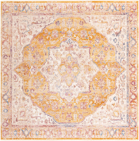 Yellow 7' 10 x 7' 10 Deepa Square Area Rug 100% Polyester Colorful Modern Contemporary Carpet for Home Decorating Living, Dining, Office & Bedrooms for Sale at Rug Engine