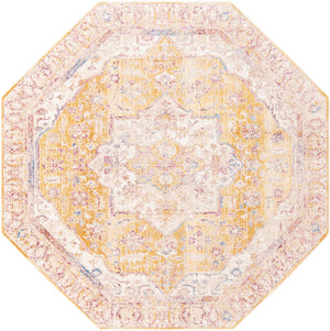 Yellow 7' 10 x 7' 10 Deepa Octagon Area Rug 100% Polyester Colorful Modern Contemporary Carpet for Home Decorating Living, Dining, Office & Bedrooms for Sale at Rug Engine