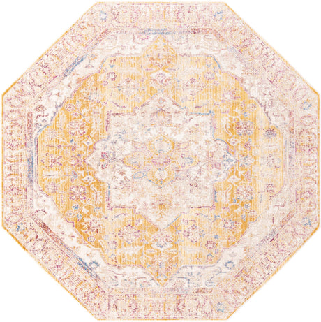 Yellow 7' 10 x 7' 10 Deepa Octagon Area Rug 100% Polyester Colorful Modern Contemporary Carpet for Home Decorating Living, Dining, Office & Bedrooms for Sale at Rug Engine
