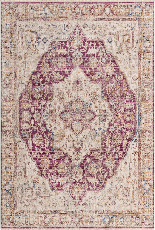 Lavender 5' 3 x 7' 9 Deepa Rectangle Area Rug 100% Polyester Colorful Modern Contemporary Carpet for Home Decorating Living, Dining, Office & Bedrooms for Sale at Rug Engine