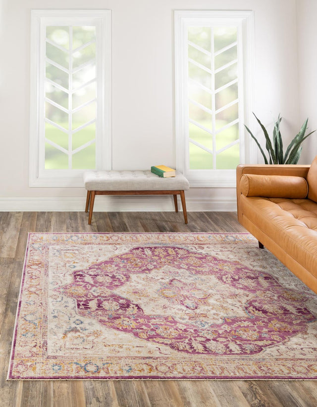 Lavender 7' 10 x 7' 10 Deepa Square Area Rug 100% Polyester Colorful Modern Contemporary Carpet for Home Decorating Living, Dining, Office & Bedrooms for Sale at Rug Engine