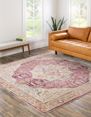 Lavender 7' 10 x 7' 10 Deepa Square Area Rug 100% Polyester Colorful Modern Contemporary Carpet for Home Decorating Living, Dining, Office & Bedrooms for Sale at Rug Engine